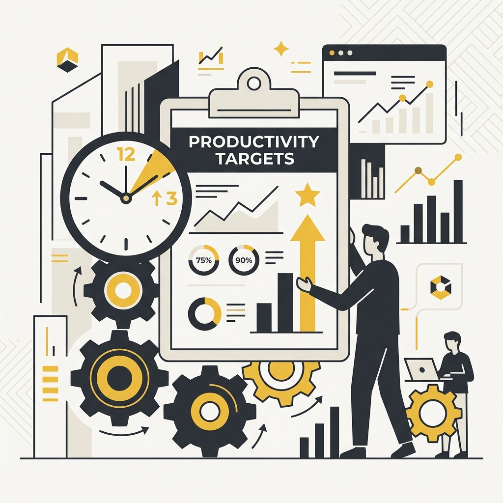 Corporate Memphis tracking targets and clipboard