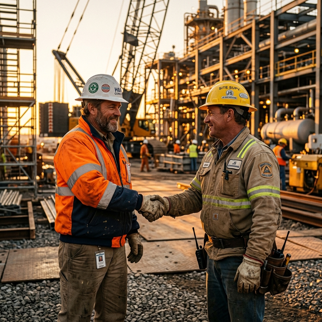 Industrial professionals shaking hands